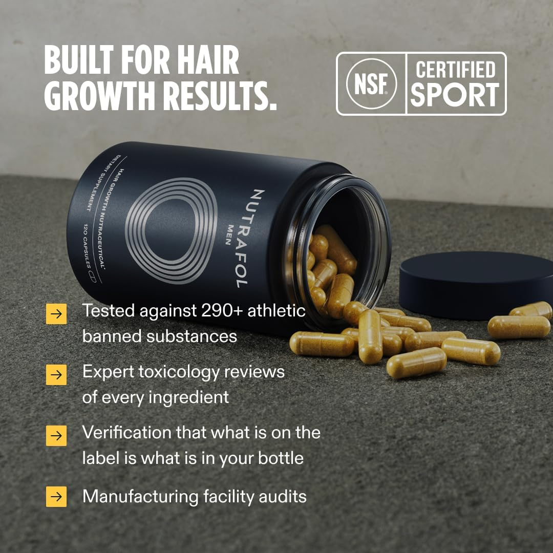 Nutrafol Men’s Hair Growth Supplement – Clinically Tested Thicker Hair Support – 1 Month Supply