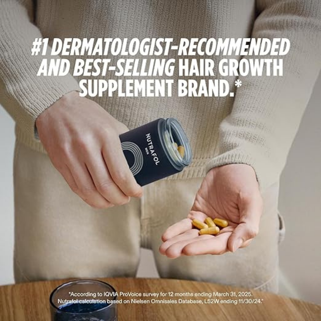 Nutrafol Men’s Hair Growth Supplement – Clinically Tested Thicker Hair Support – 1 Month Supply