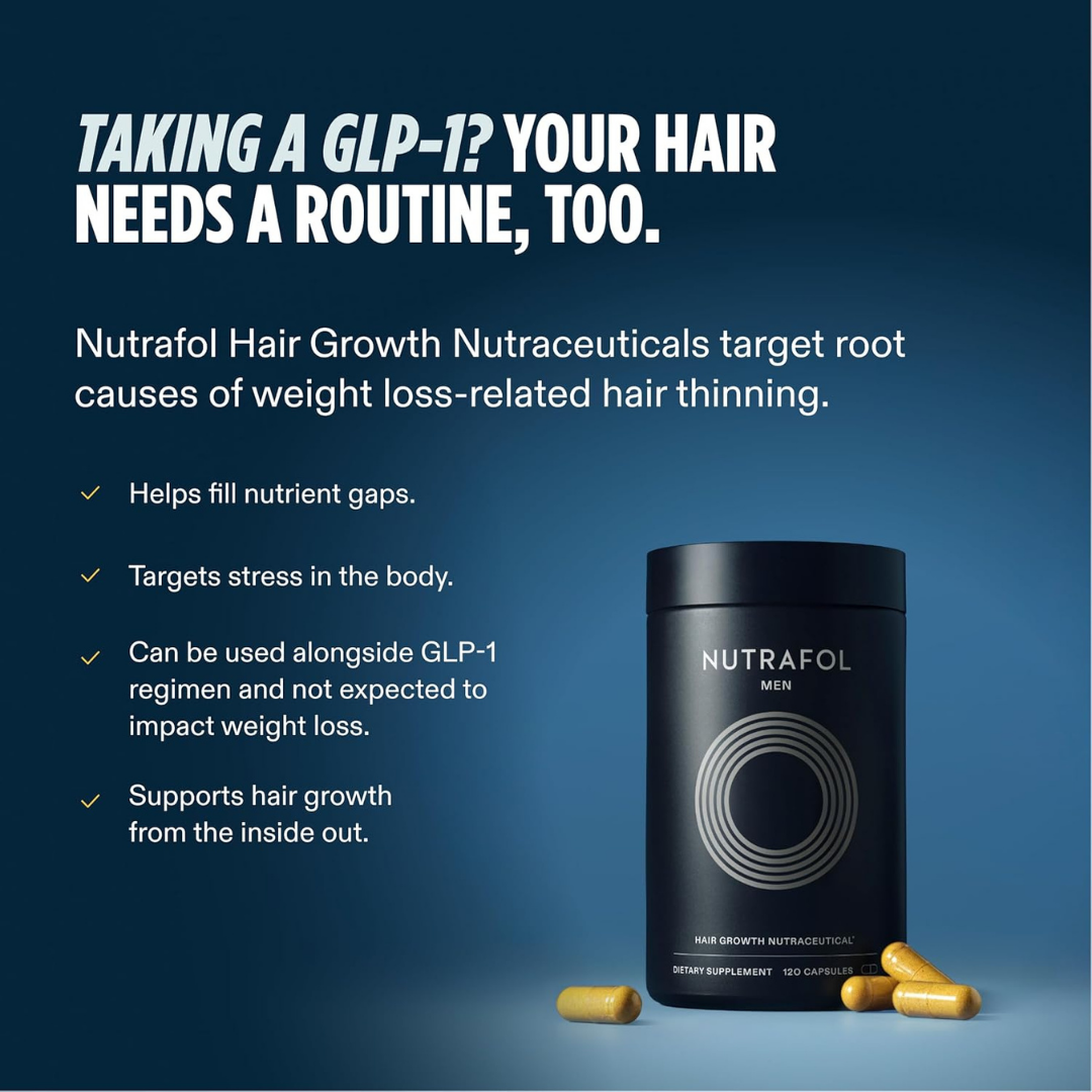 Nutrafol Men’s Hair Growth Supplement – Clinically Tested Thicker Hair Support – 1 Month Supply