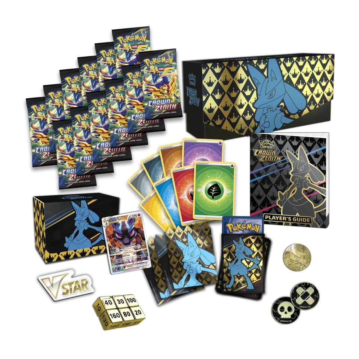 Pokémon TCG Crown Zenith Pokémon Center Elite Trainer Box Plus – 12 Booster Packs, Lucario VSTAR Promo & Premium Accessories