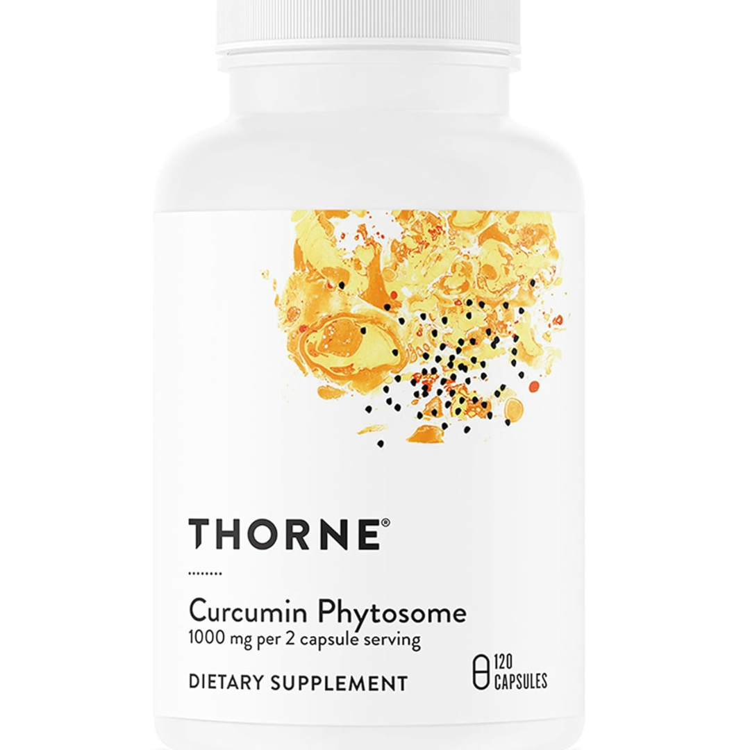 Thorne Curcumin Phytosome dietary supplement bottle on a white background