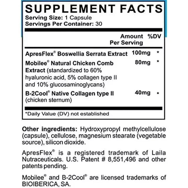 Supplement facts label with detailed ingredient list on a white background